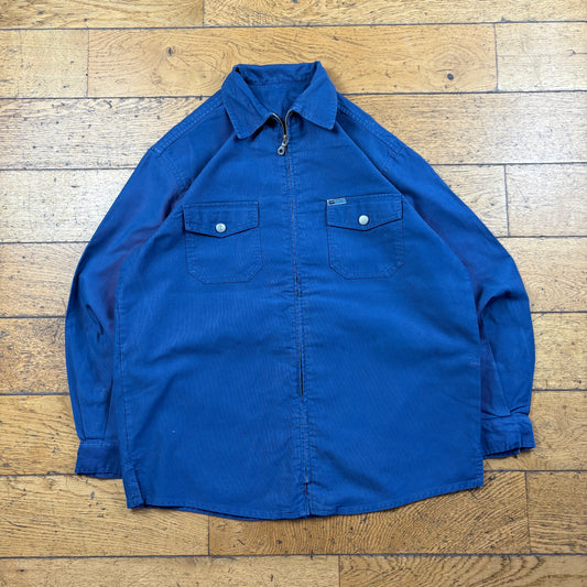 Vintage French Chore Workwear Jacket Blue Overcoat - M