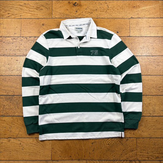 Vintage Green White Rugby Polo T-Shirt - S