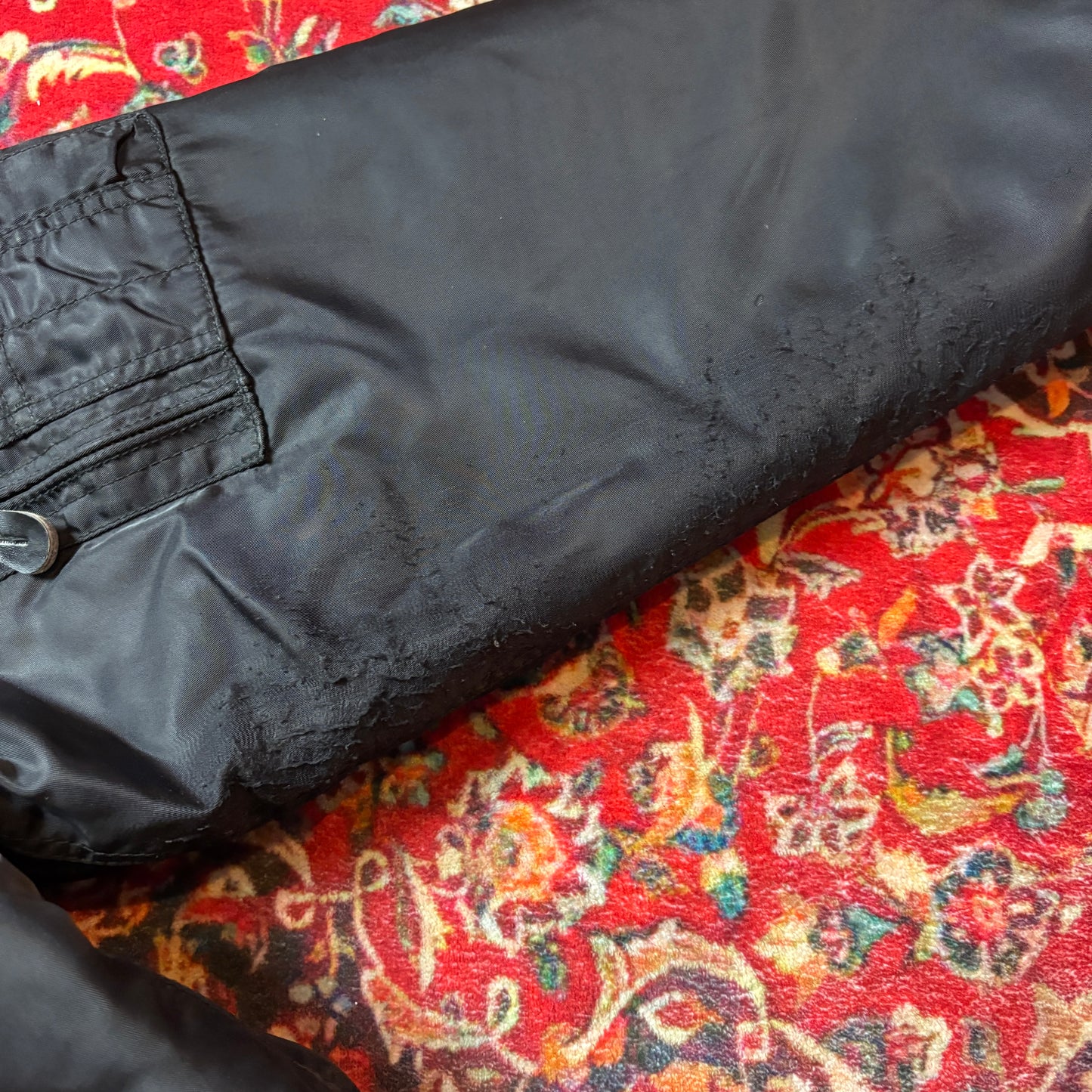 Vintage Black Bomber Aviator Puffer Jacket - M