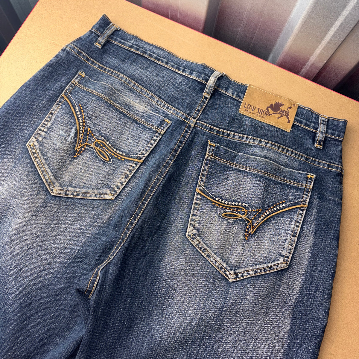 Embroidered Blue Japanese Denim Hip Hop Y2K Baggy Jeans - 32S