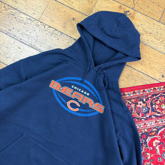 Vintage NFL Navy Chicago Bears Graphic Hoodie Sweatshirt - XL