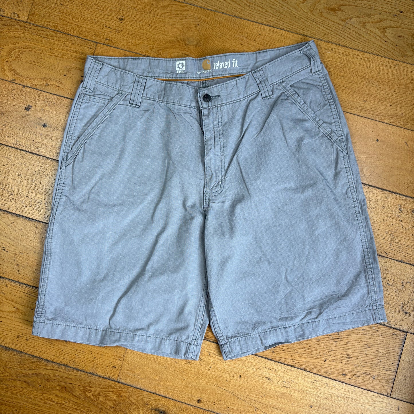 Vintage Carhartt Workwear Light Grey Baggy Carpenter Shorts - 38