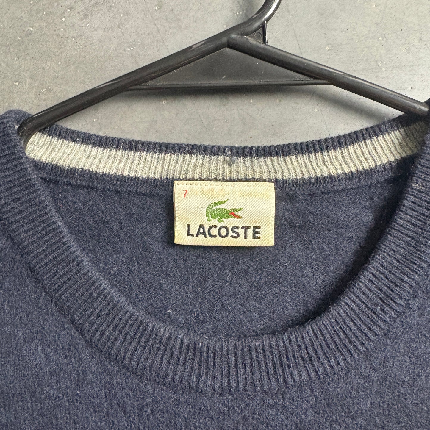 Vintage Lacoste Navy Wool Blend Crewneck Knit Jumper - L