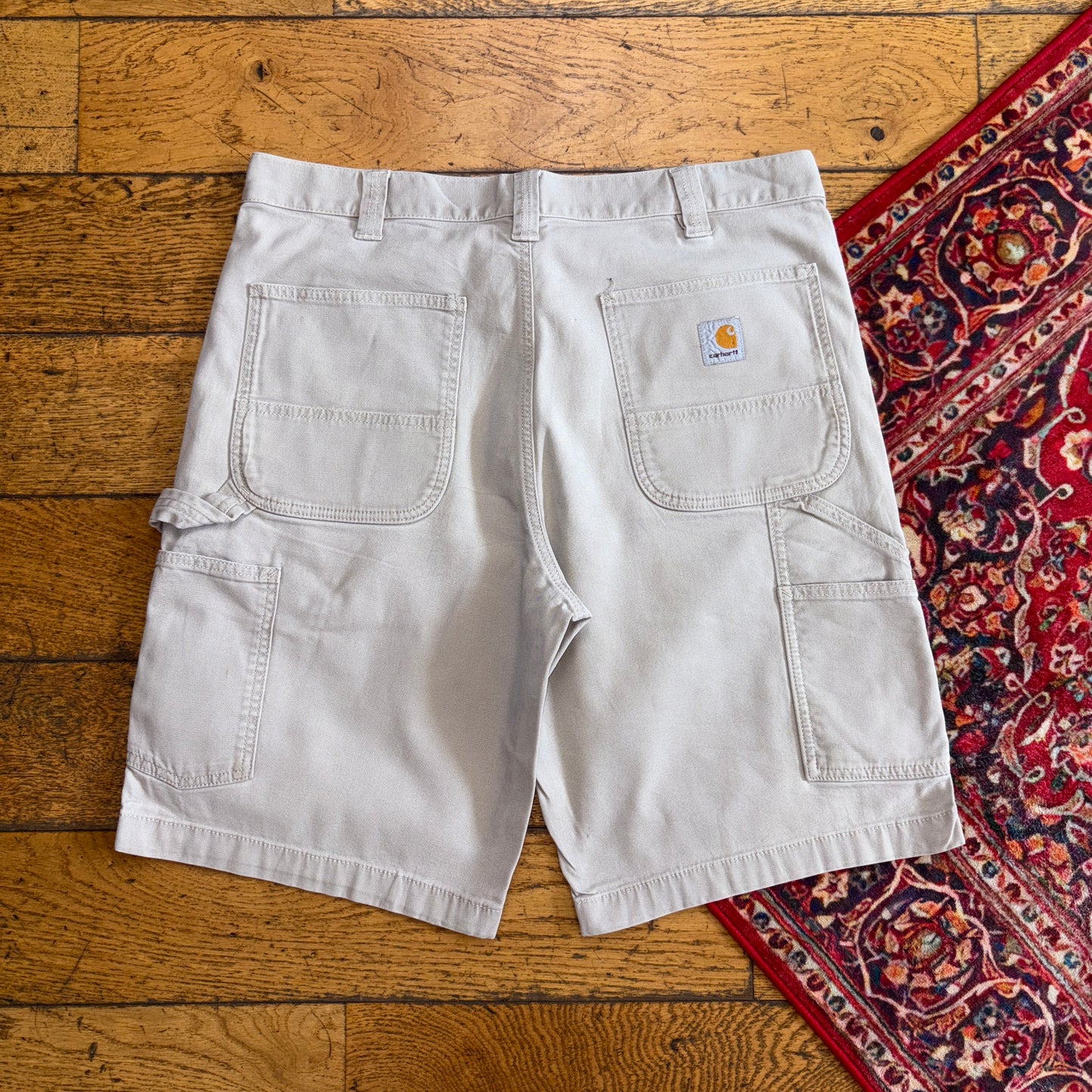 Vintage Carhartt Cream Workwear Baggy Carpenter Shorts - 34