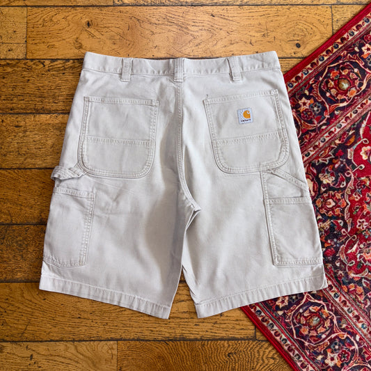 Vintage Carhartt Cream Workwear Baggy Carpenter Shorts - 34