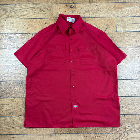 Vintage Dickies Red Short Sleeve Workwear Shirt - XL