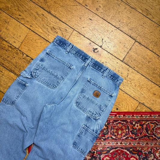 Vintage Carhartt Workwear Carpenter Baggy Blue Jeans - 34R