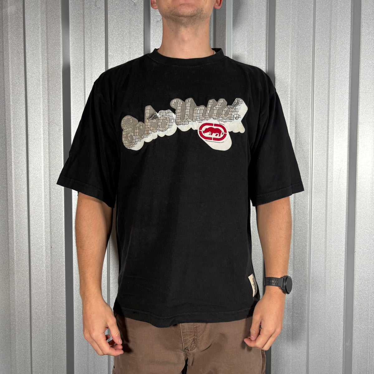 Ecko Unltd 3D Print Black Hip Hop Y2K Graphic T Shirt - M