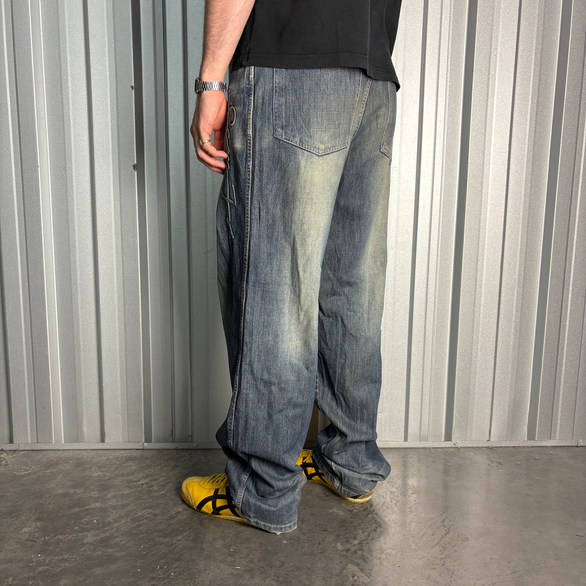 Sean John Blue Embroidered Japanese Denim Hip Hop Y2K Baggy Jeans - 32L