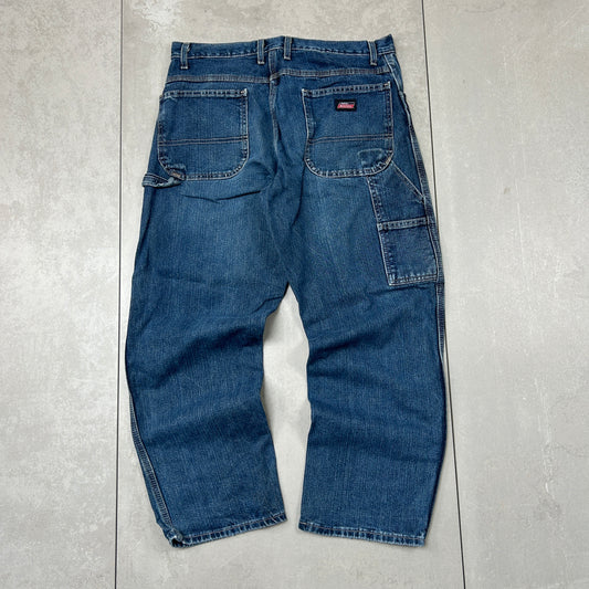 Vintage Dickies Workwear Carpenter Baggy Blue Jeans - 34