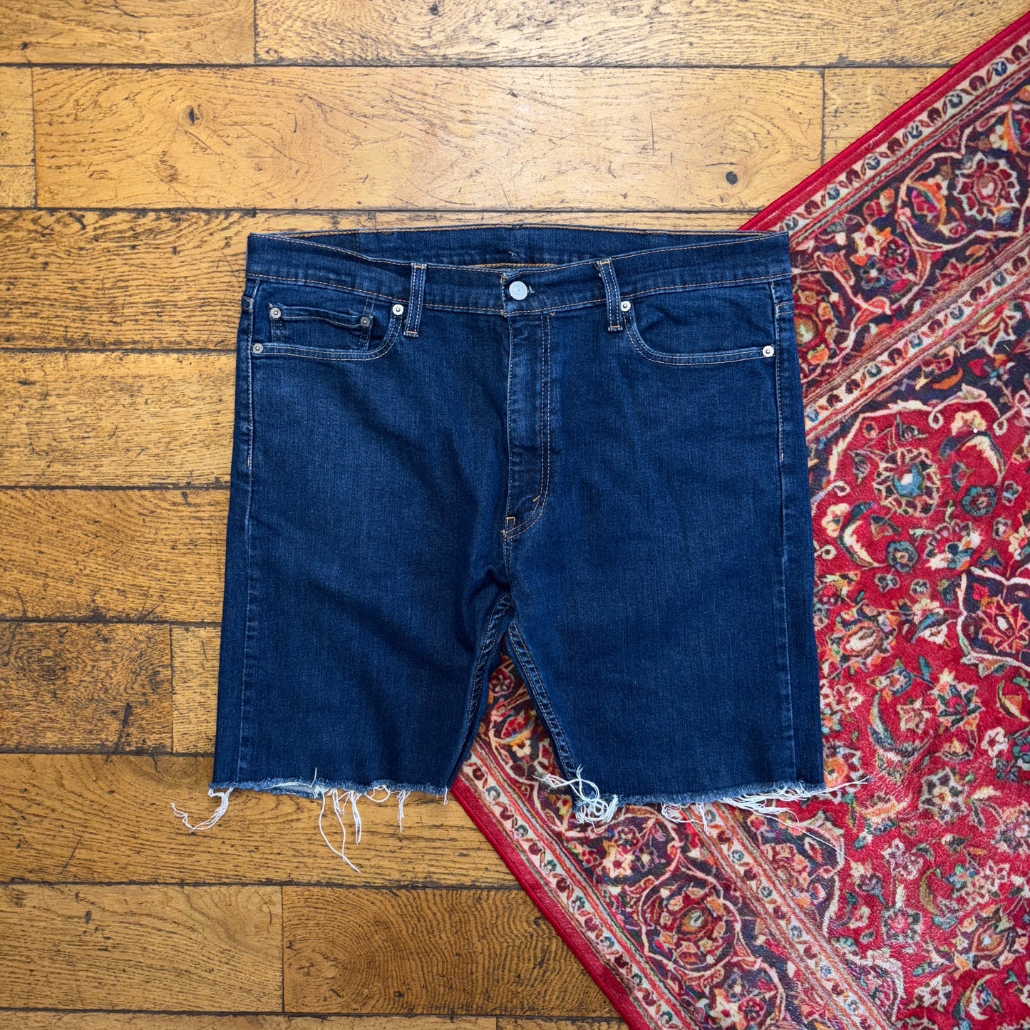 Vintage Levis 513 Baggy Blue Denim Shorts - 38