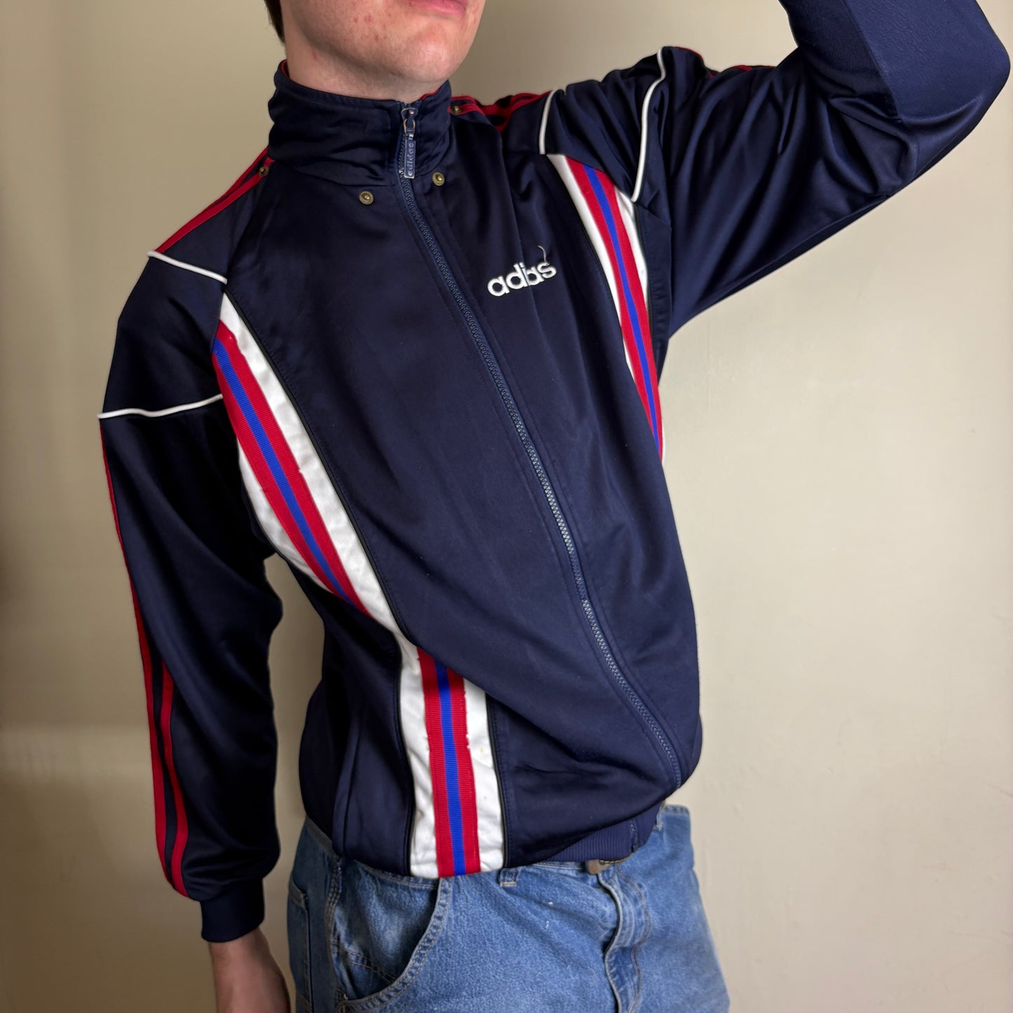 Vintage Adidas 90s Navy Blue Track Jacket - L