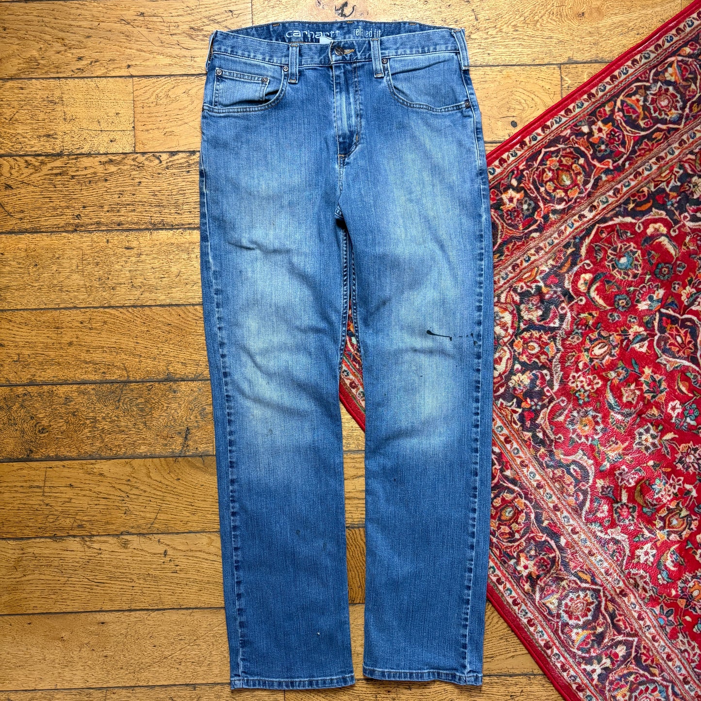 Vintage Carhartt Workwear Carpenter Straight Blue Jeans - 32R