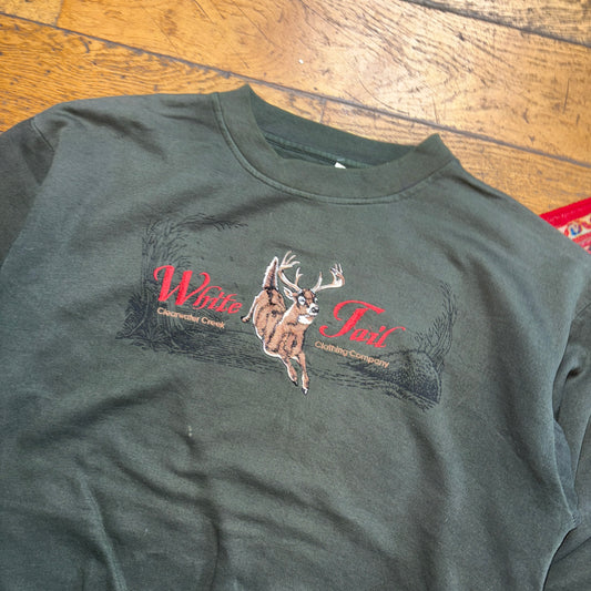 Vintage 90s Green American Embroidered Sweatshirt - XL