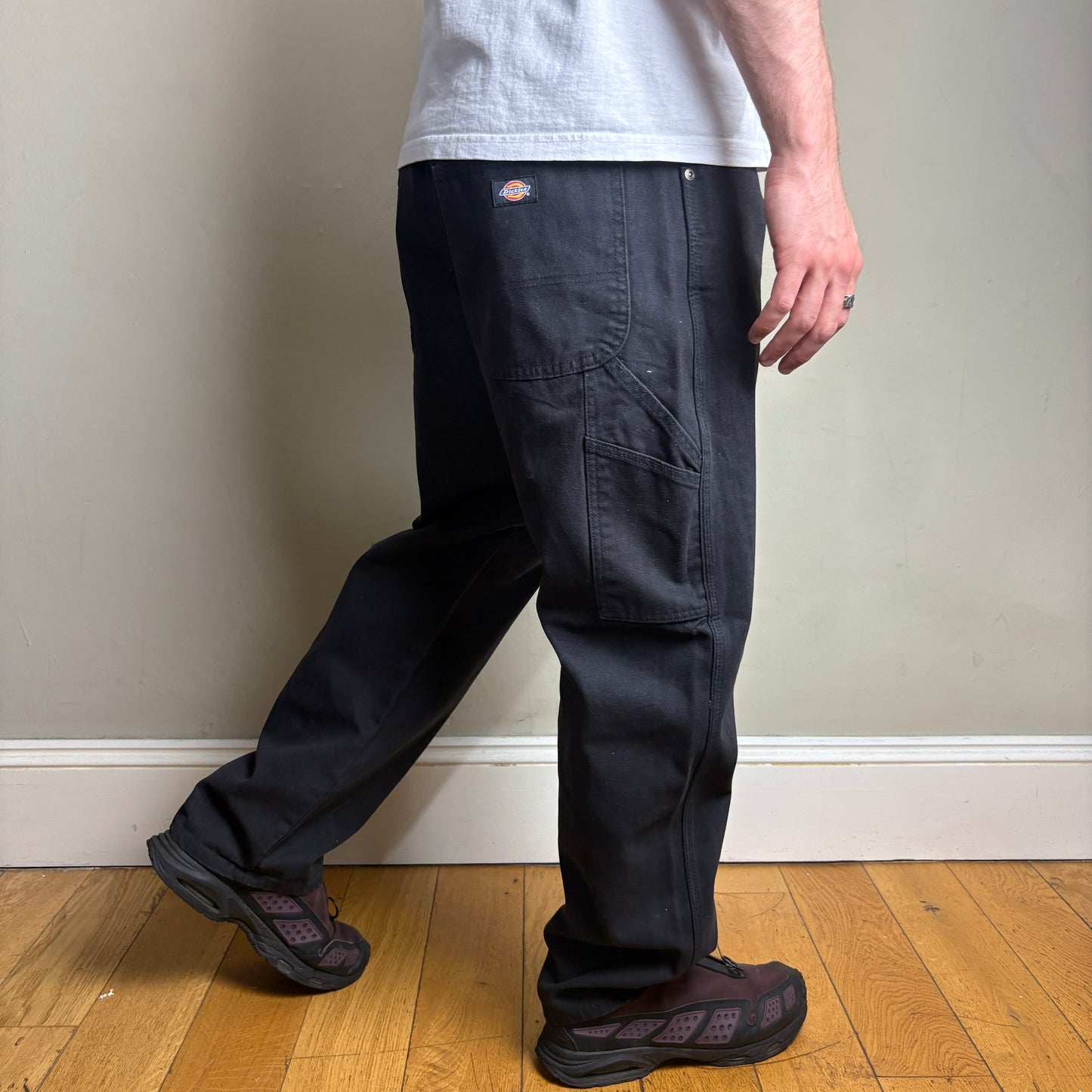 Vintage Dickies Black Workwear Carpenter Baggy Trousers - 38S