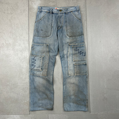 Vintage Y2K Baggy Carpenter Panelled Blue Denim Jeans - 32