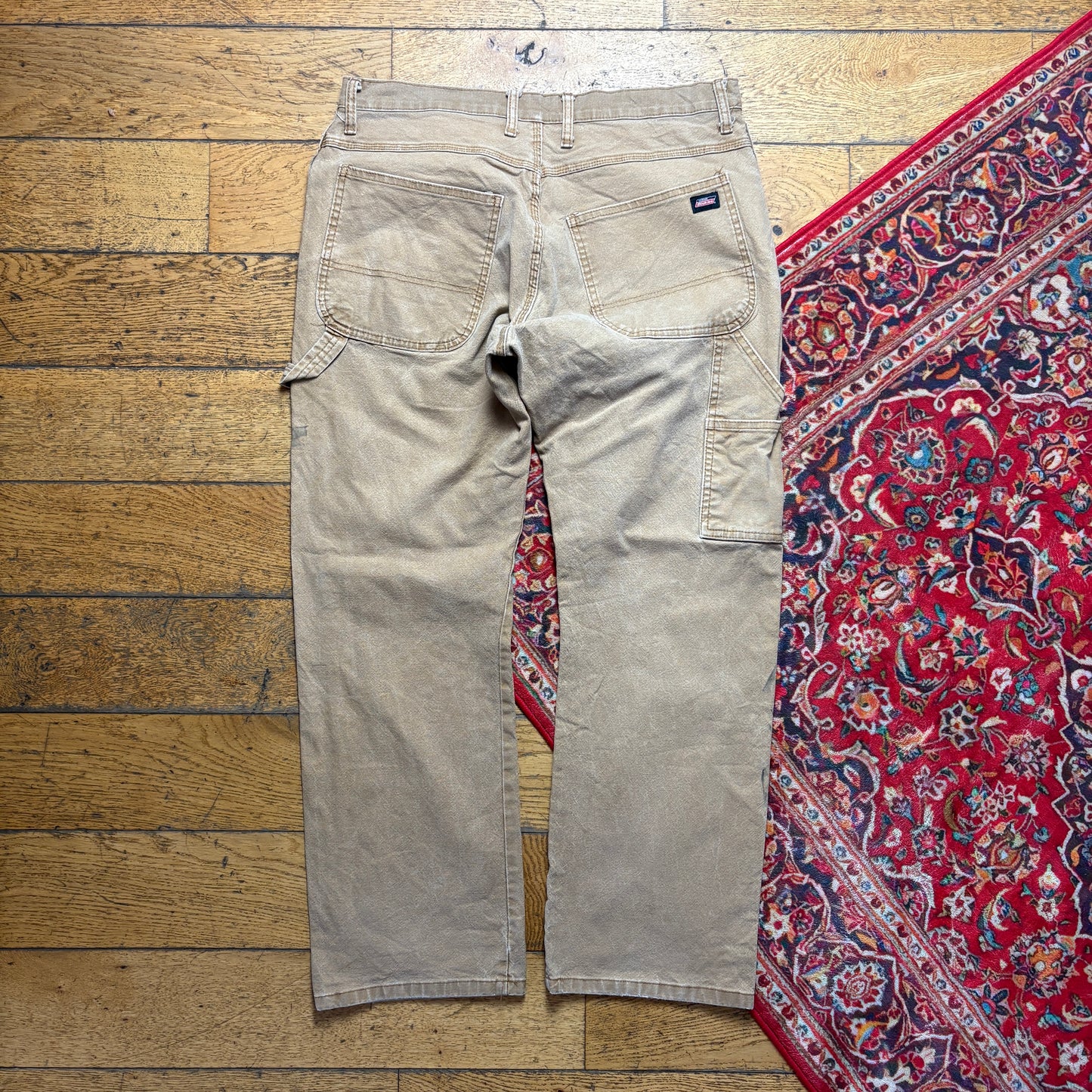 Vintage Dickies Workwear Carpenter Brown Baggy Trousers - 38S