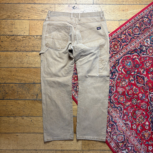 Vintage Dickies Workwear Carpenter Brown Baggy Trousers - 38S
