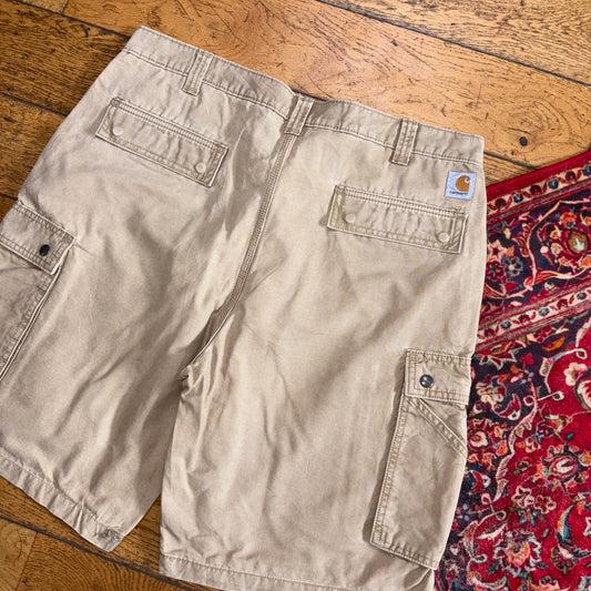 Vintage Carhartt Workwear Cream Baggy Carpenter Shorts - 38