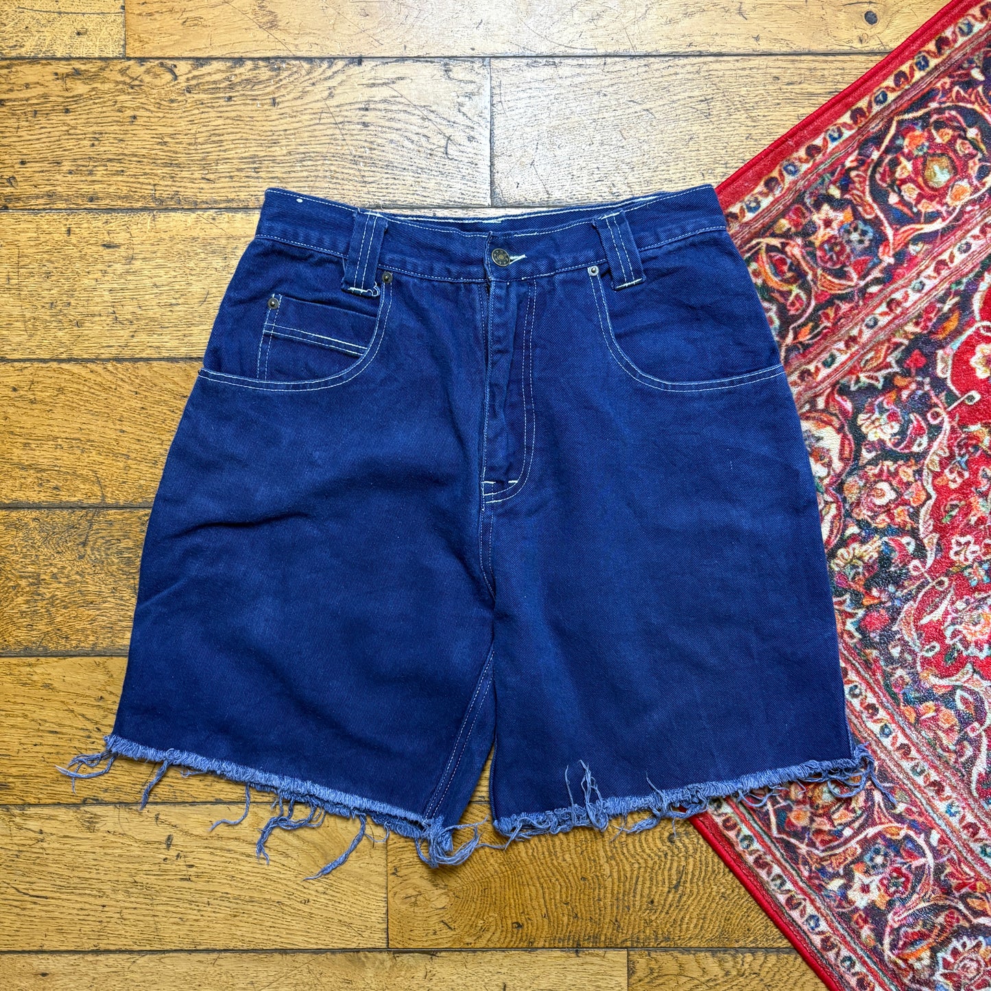 Vintage Blue Baggy Denim Shorts - 28