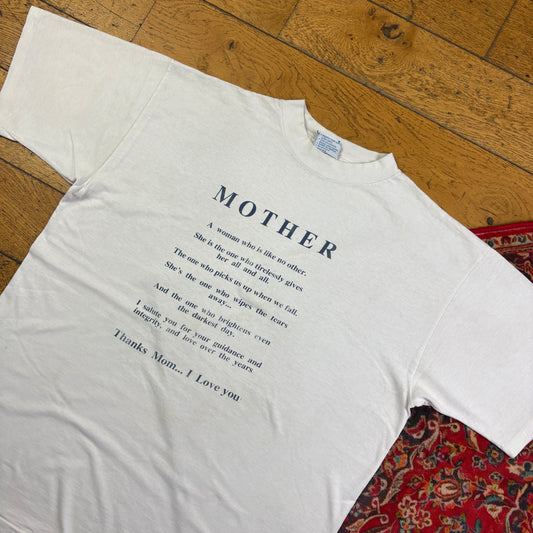 Vintage 90s Mother White Single Stitch Graphic T-Shirt - XL