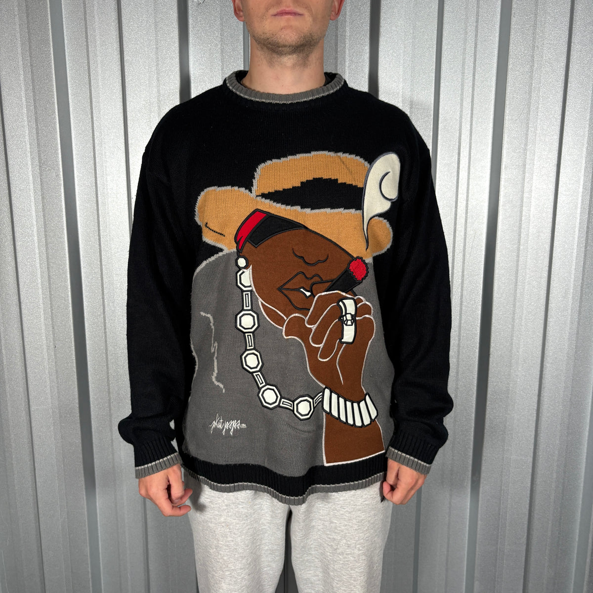 Diss y2K Biggie Smalls Inspired Hip Hop Knit Jumper - XL