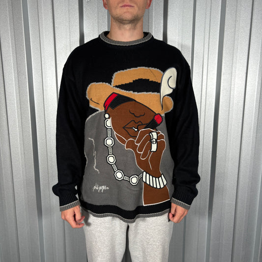 Diss y2K Biggie Smalls Inspired Hip Hop Knit Jumper - XL