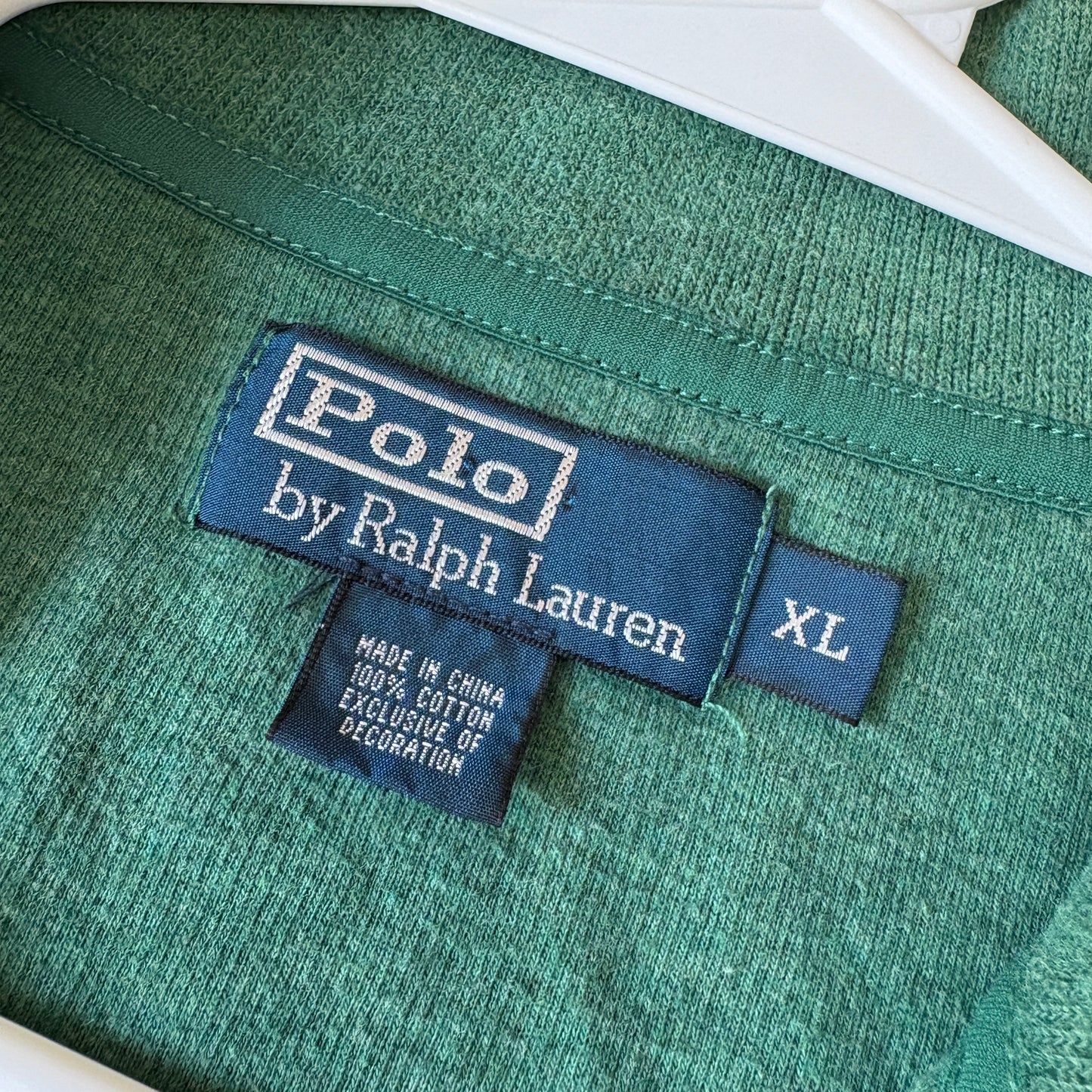 Vintage Ralph Lauren Green Quarter Zip Knit Jumper - XL