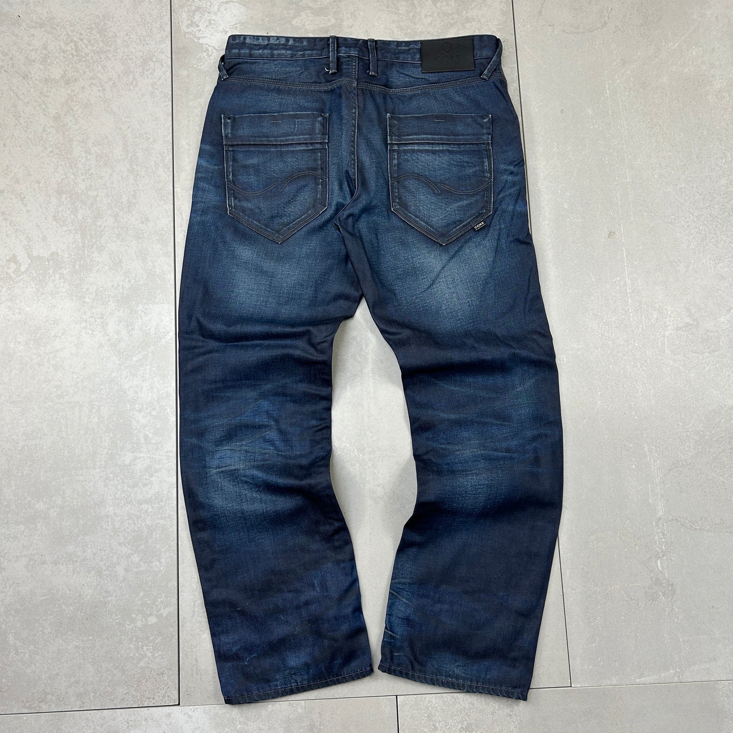 Vintage Embroidered Hip Hop Baggy Navy Jeans - 38