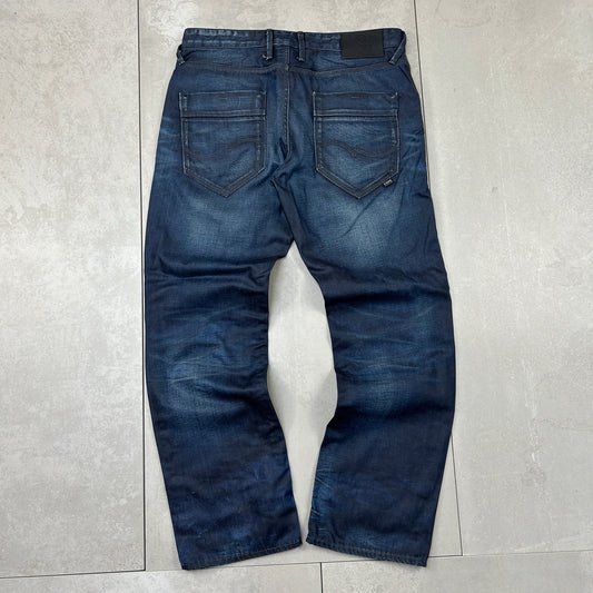 Vintage Embroidered Hip Hop Baggy Navy Jeans - 38