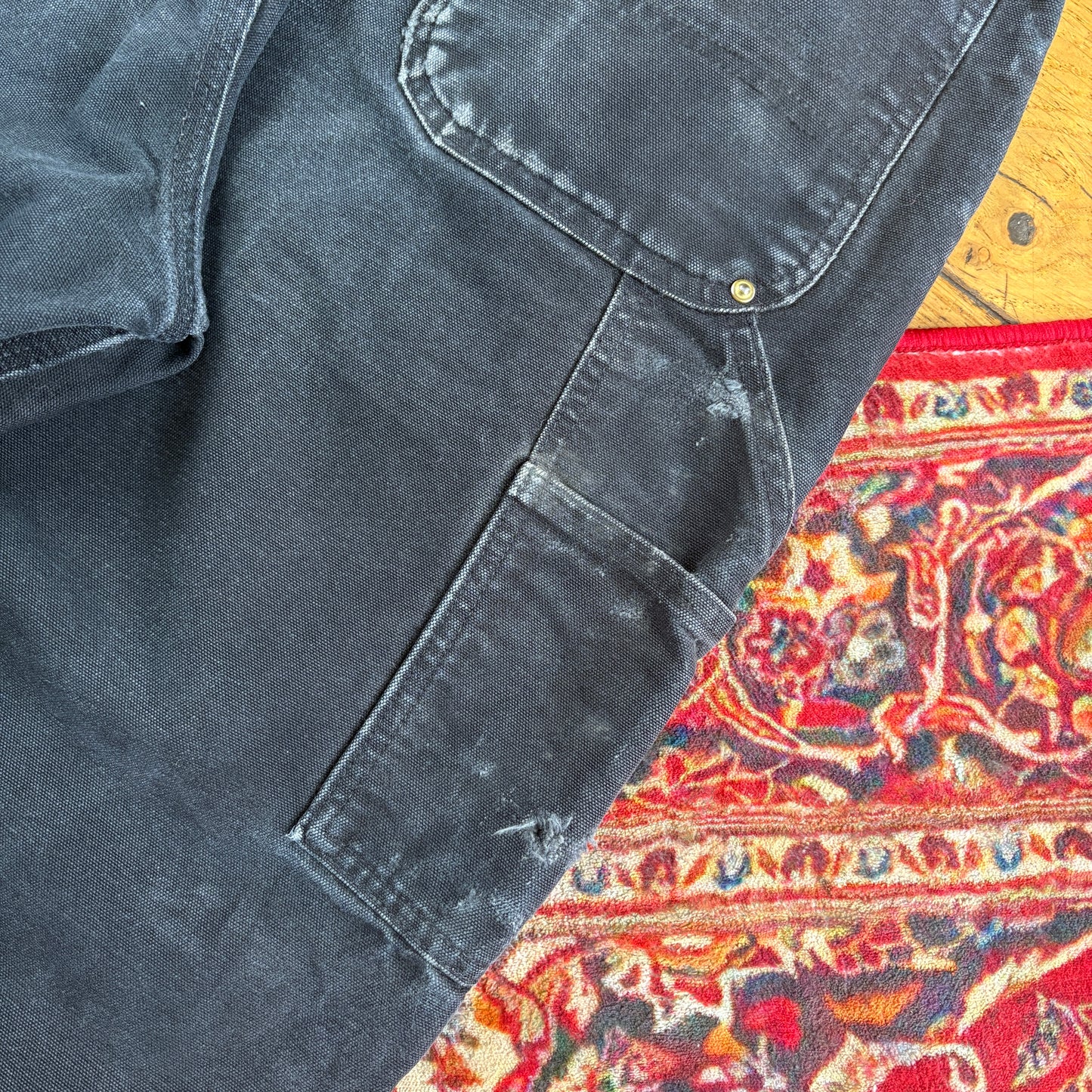 Vintage Carhartt Black Double Knee Workwear Carpenter Baggy Trousers - 36