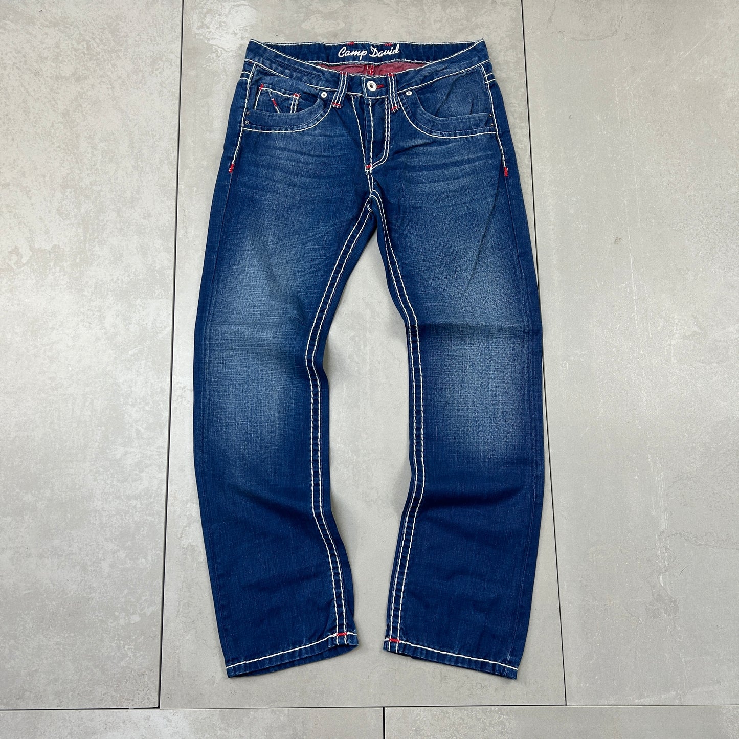 Vintage Embroidered Hip Hop Straight Blue Jeans - 31