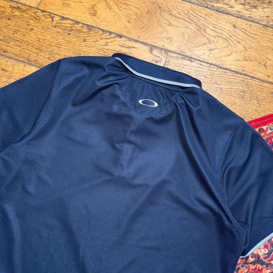 Vintage Oakley Navy Embroidered Polo Shirt - S