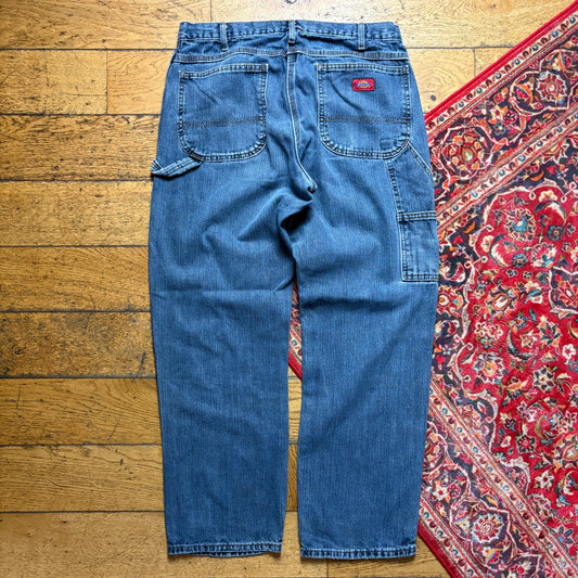 Vintage Dickies Workwear Carpenter Baggy Blue Jeans - 34R