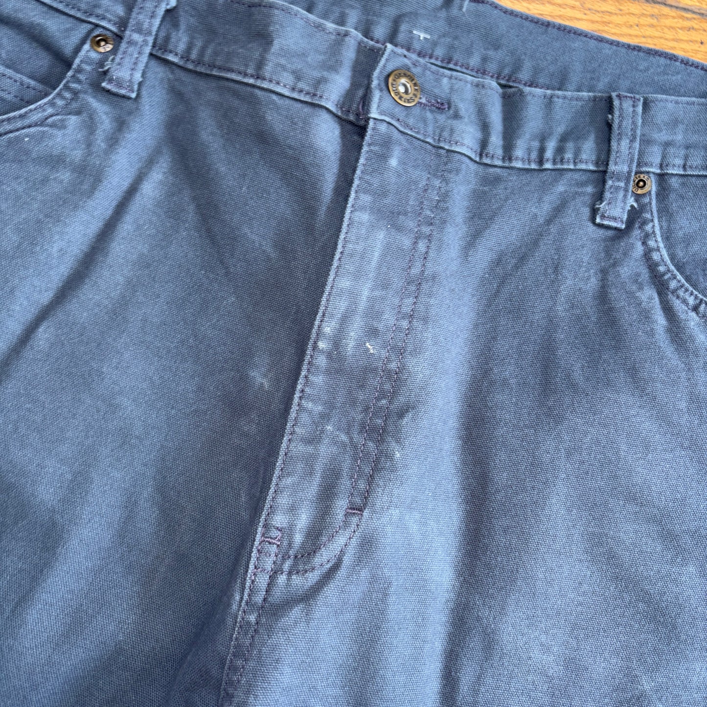 Vintage Dickies Workwear Carpenter Grey Navy Blue Baggy Shorts - 40