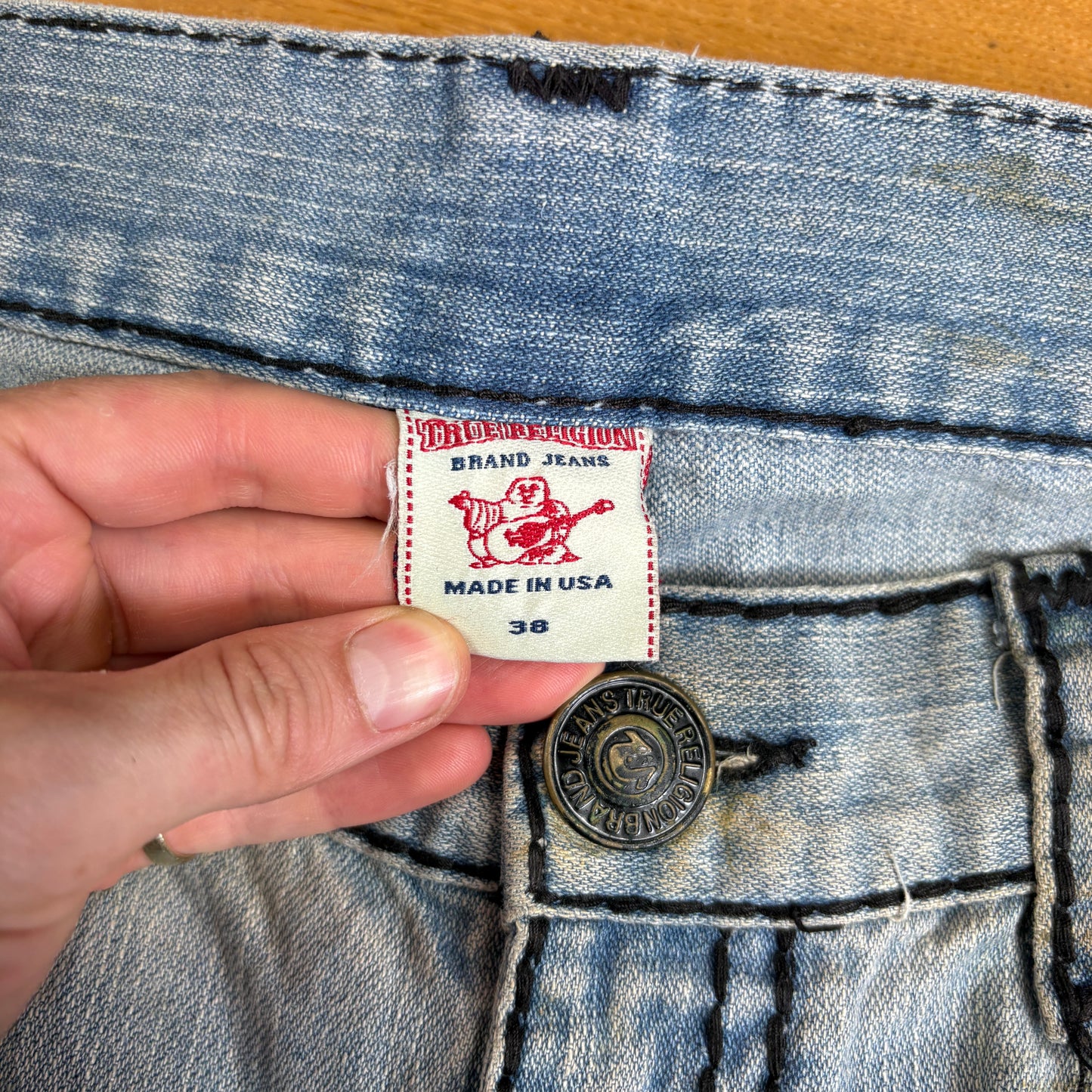 Vintage True Religion Blue Embroidered Y2K Shorts Jorts - 40