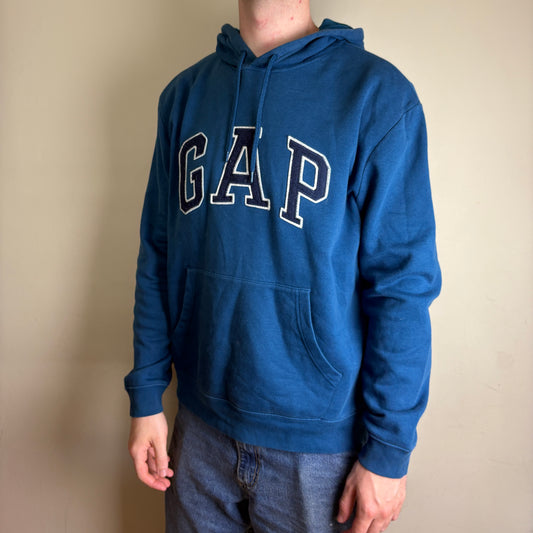 Vintage GAP Blue Embroidered Hoodie Sweatshirt - L