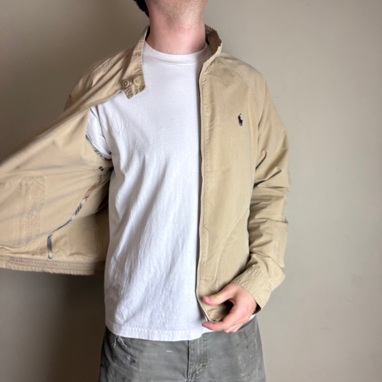 Vintage Ralph Lauren Cream Harrington Zip Jacket - L