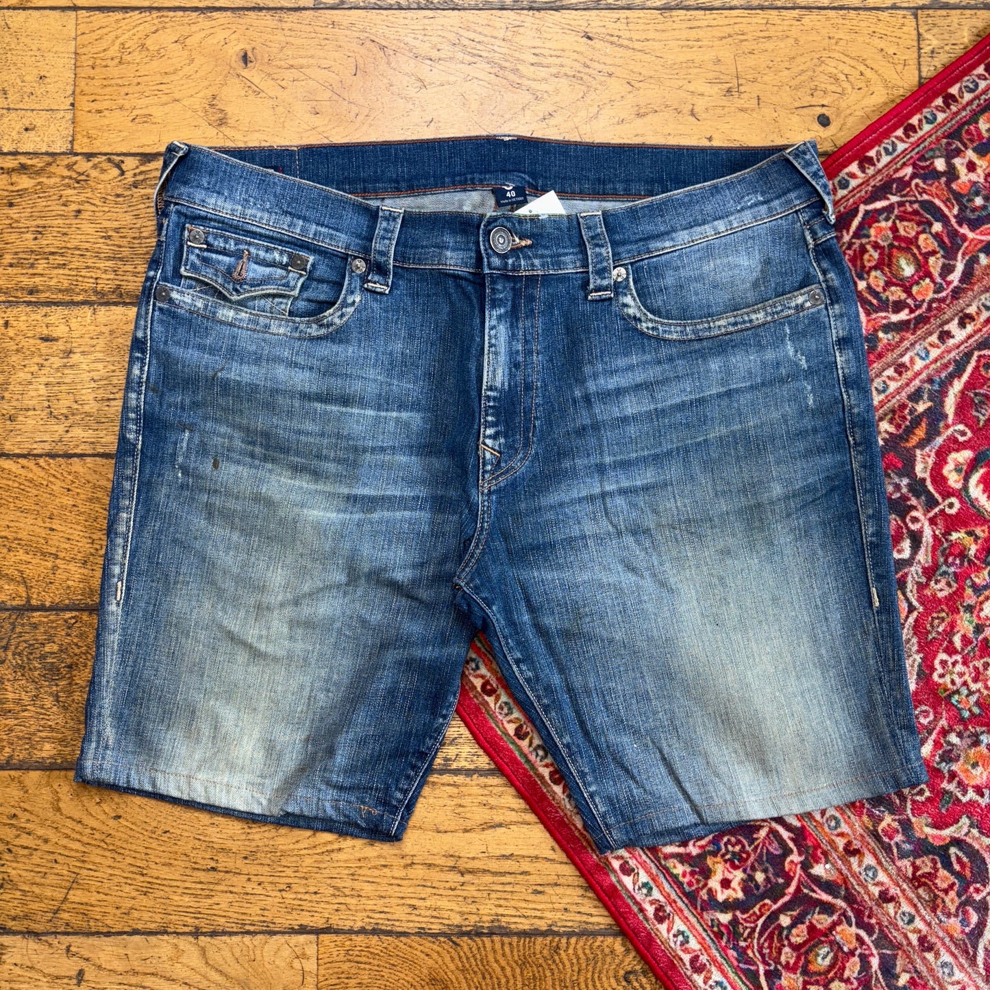 Vintage True Religion Blue Embroidered Y2K Shorts Jorts - 42