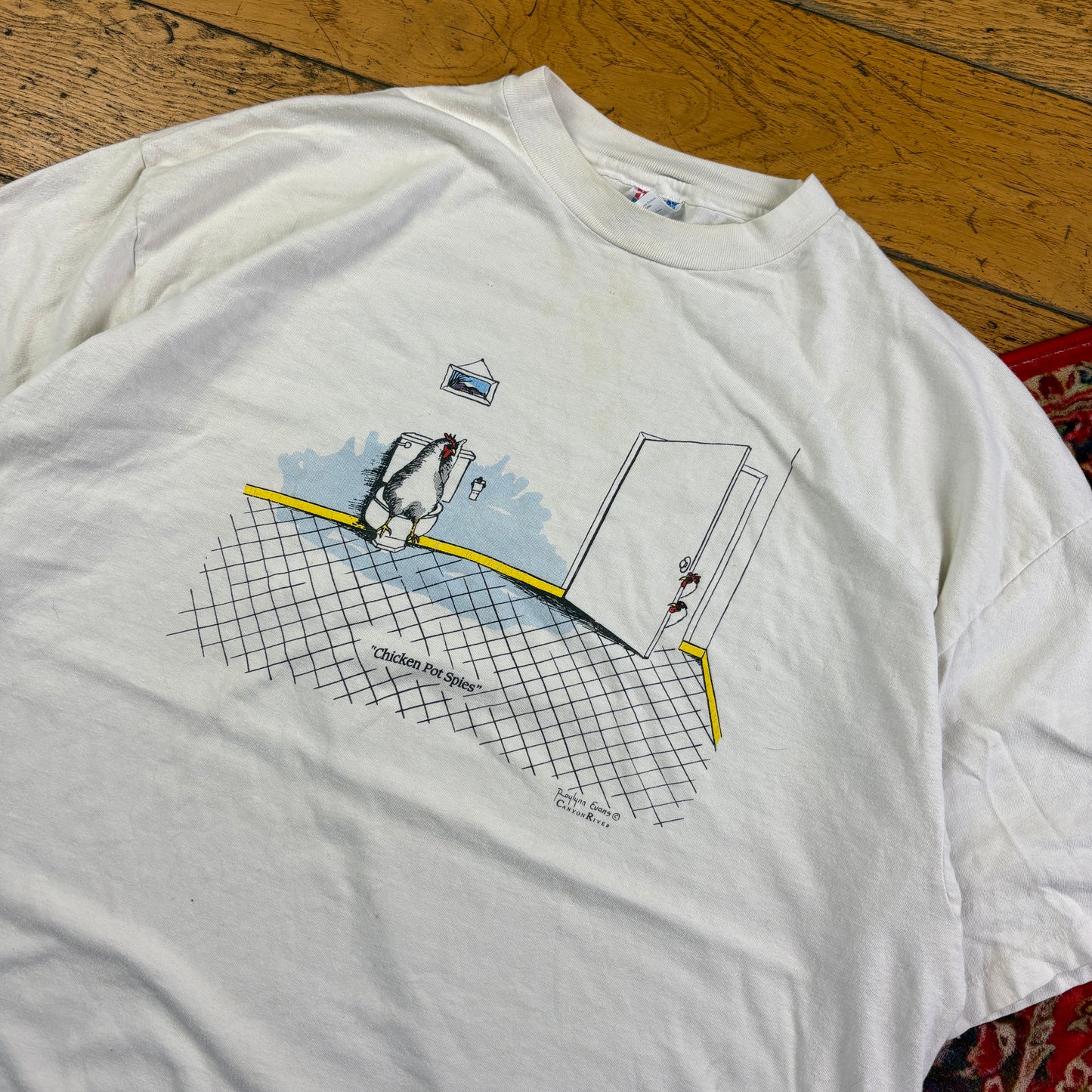 Vintage 90s Funny White Penguin Single Stitch Graphic T-Shirt - 2XL