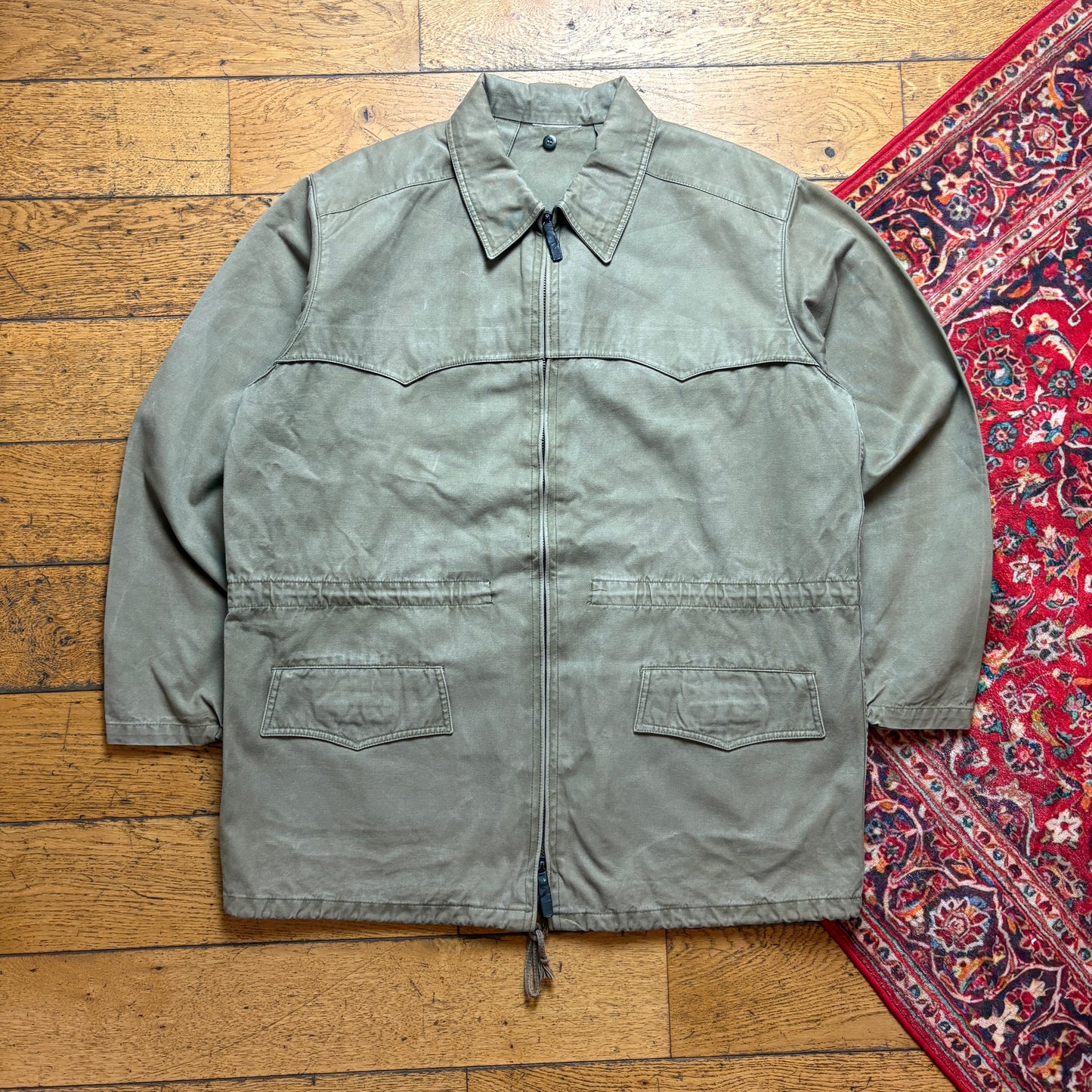 Vintage Green Workwear Double Zip Lightweight Jacket - XL