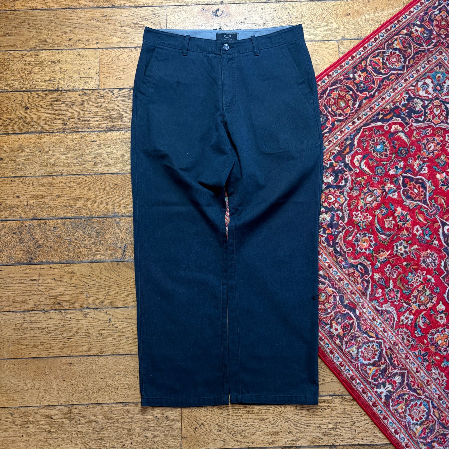 VIntage Oakley Embroidered Black Loose Chino Smart Trousers - 36R