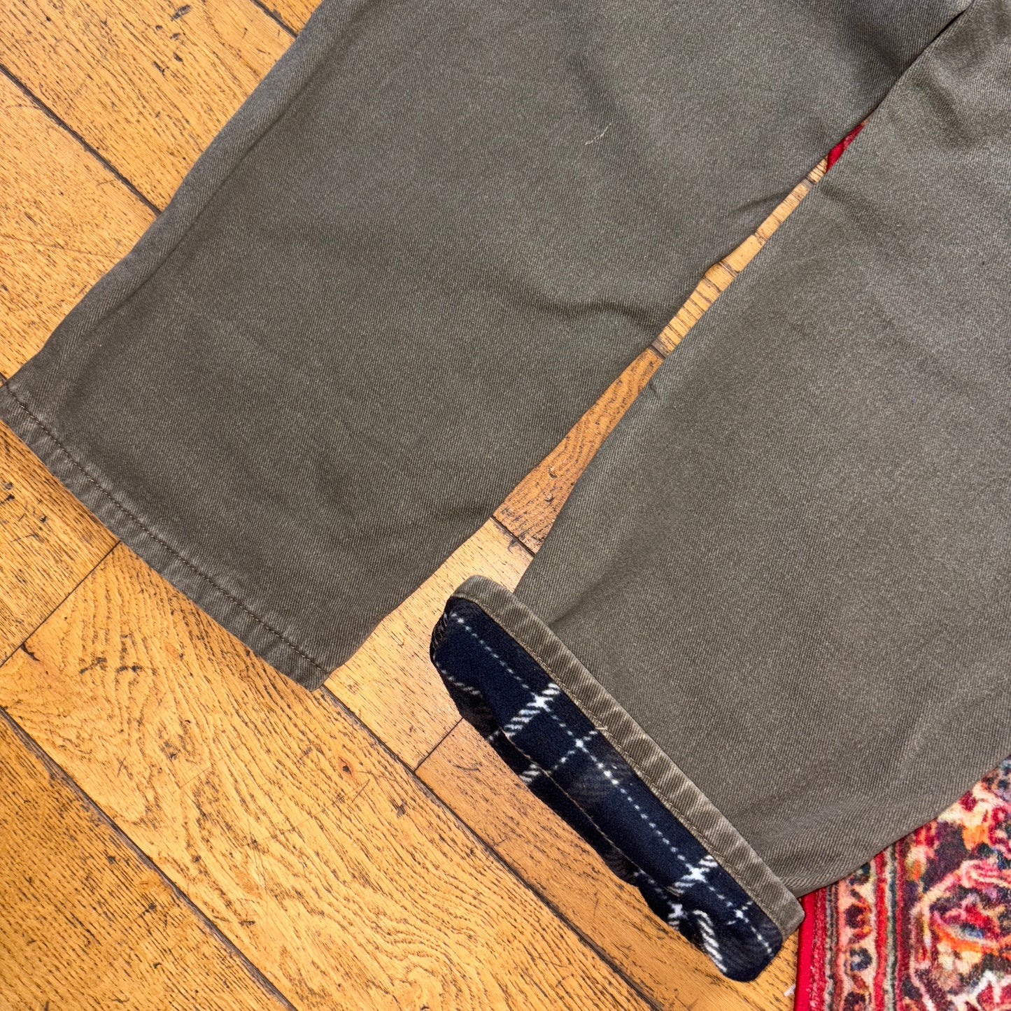 Vintage Green Khaki Blanket Lined Workwear Baggy Jeans - 42S