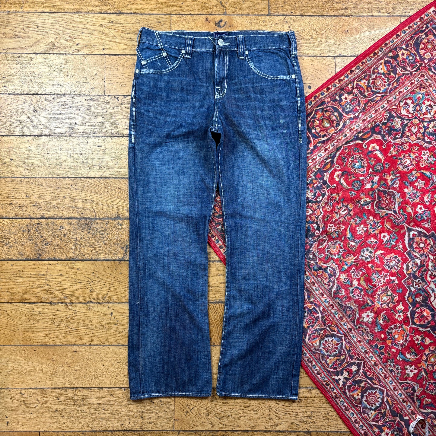 Vintage Rock and Republic Blue Embroidered Y2K Hip Hop Baggy Jeans - 36