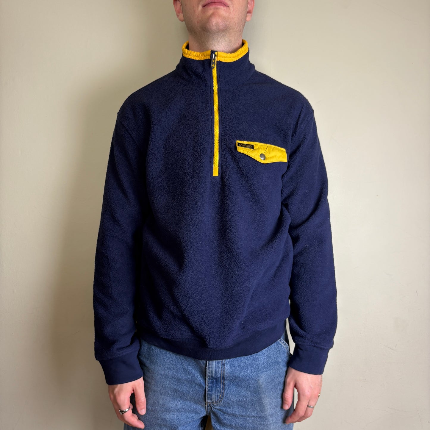 Vintage Ralph Lauren Pocket Navy Fleece Quarter Zip Embroidered Sweatshirt - XL