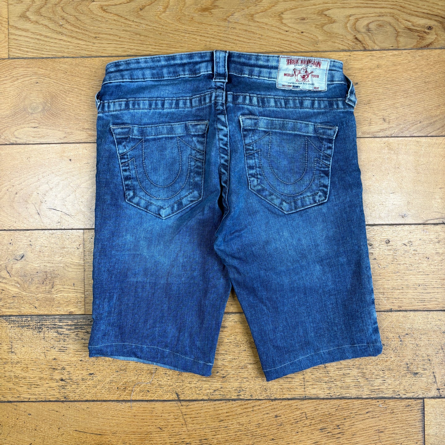Vintage True Religion Blue Embroidered Y2K Shorts Jorts - 28
