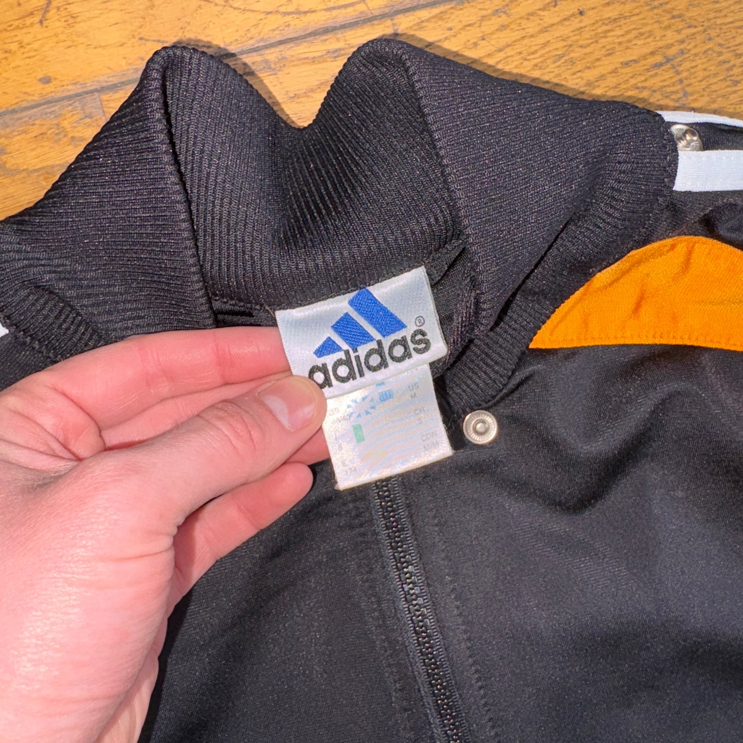 Vintage Adidas Black Orange 90s Tracksuit Track Shell Windbreaker Jacket - M