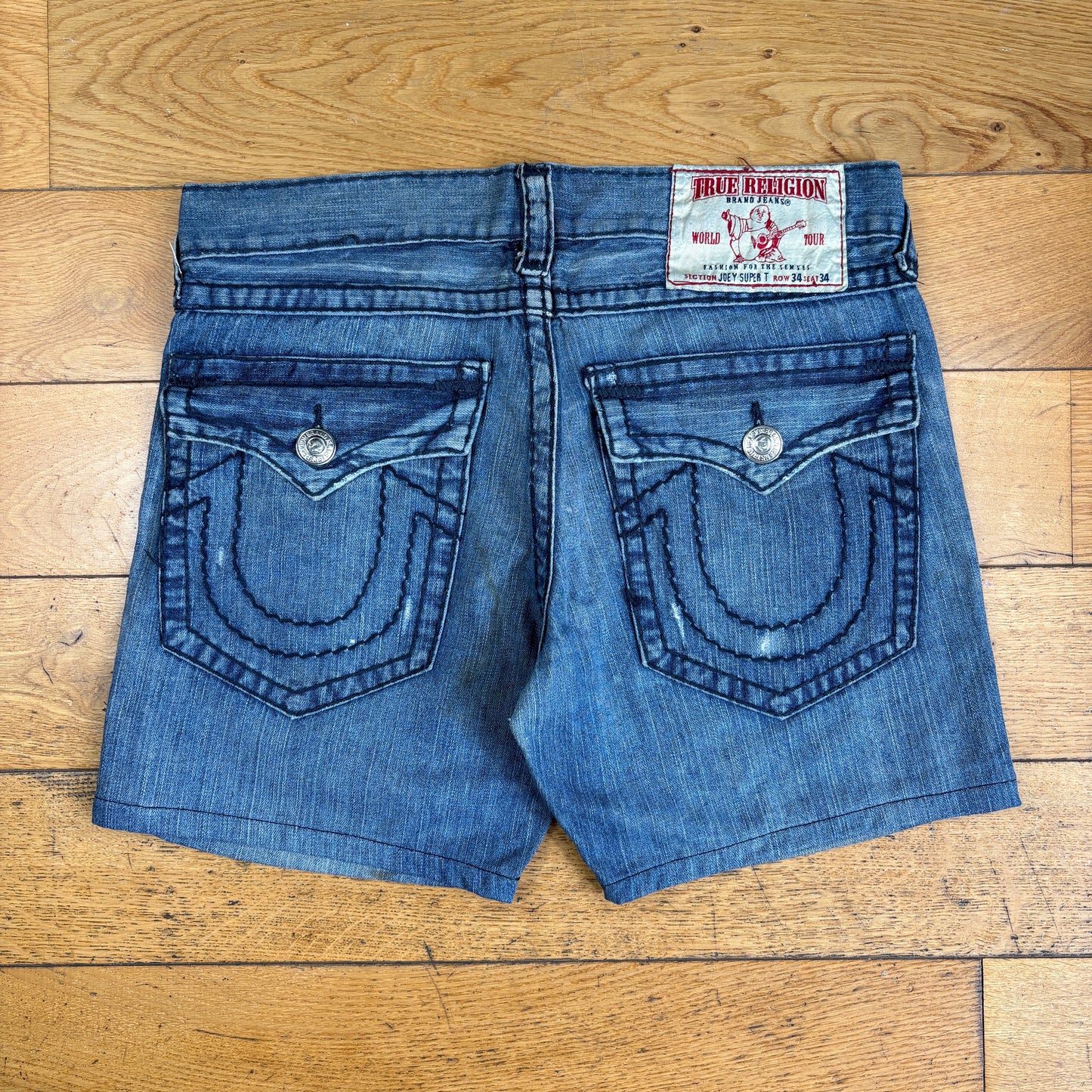 Vintage True Religion Blue Embroidered Y2K Shorts Jorts - 36