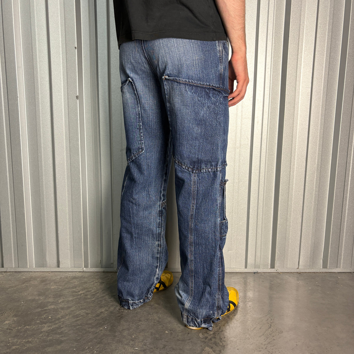 Park Flash Blue Embroidered Japanese Denim Hip Hop Y2K Baggy Jeans - 32R