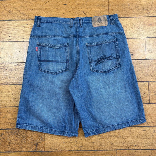Vintage Joker Embroidered Blue Hip Hop Baggy Shorts Jorts - 38